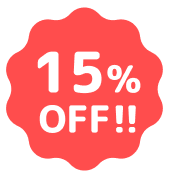 15%OFFのラベル